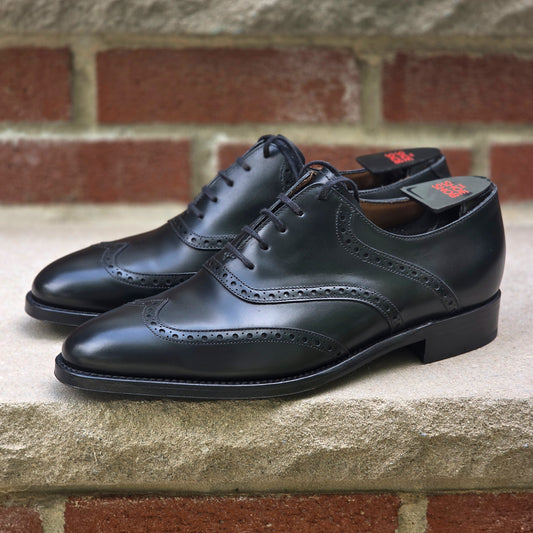 J.FitzPatrick - Wingtip Saddle Oxford - Black Calf - Multiple Sizes