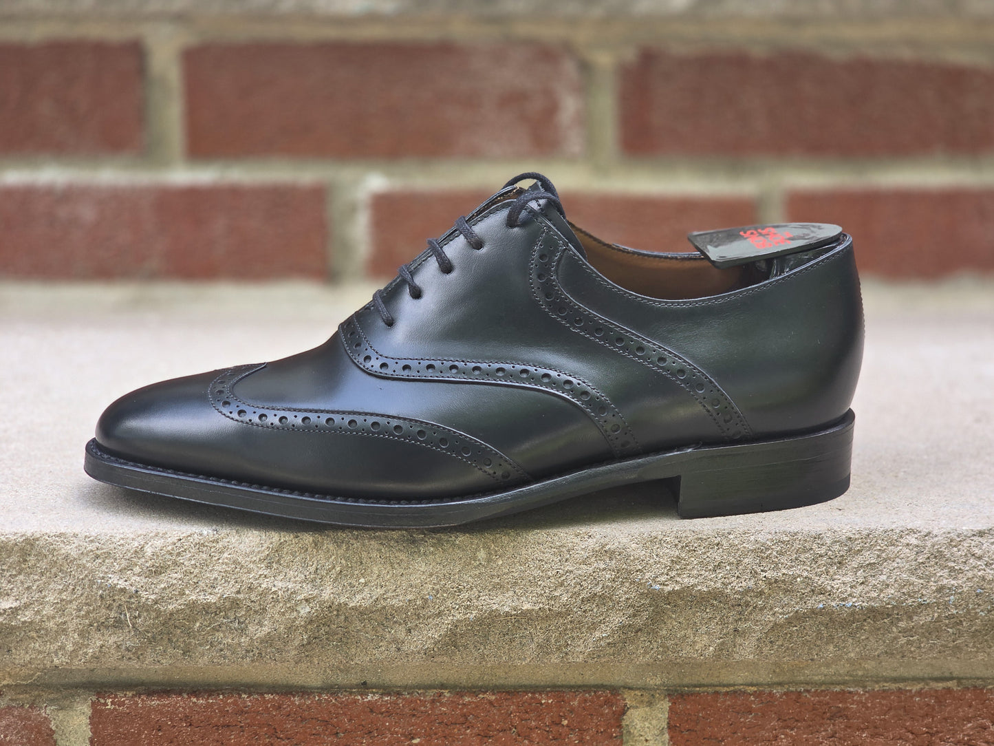 J.FitzPatrick - Wingtip Saddle Oxford - Black Calf - Multiple Sizes