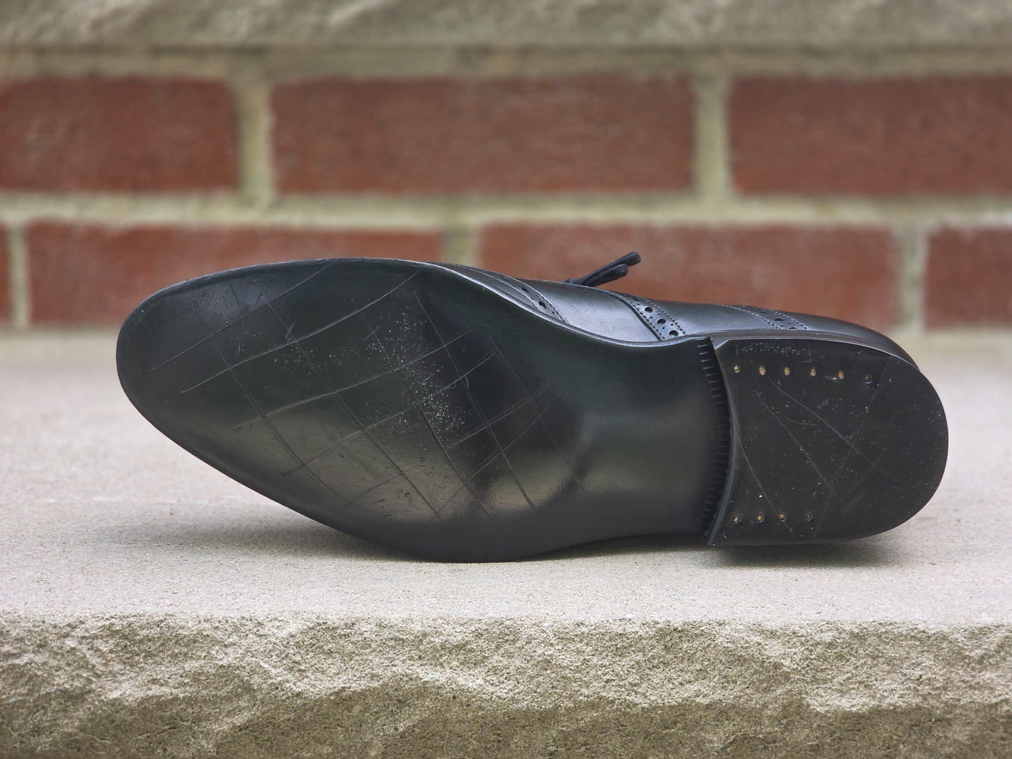 J.FitzPatrick - Wingtip Saddle Oxford - Black Calf - Multiple Sizes