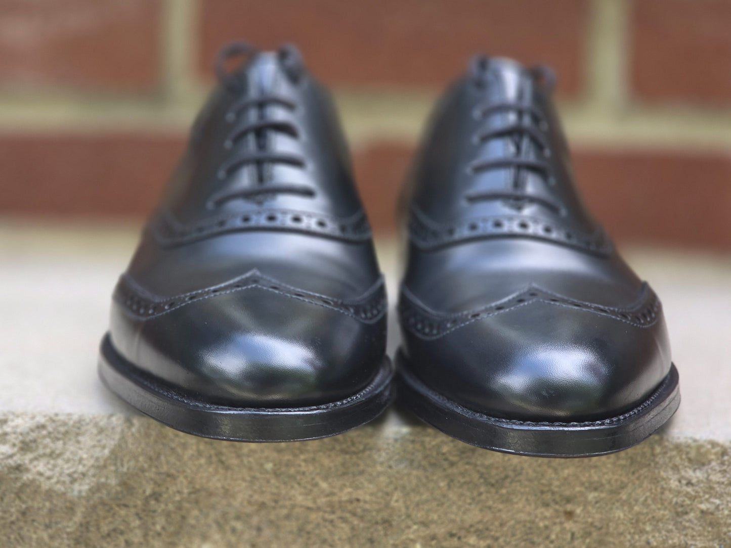 J.FitzPatrick - Wingtip Saddle Oxford - Black Calf - Multiple Sizes