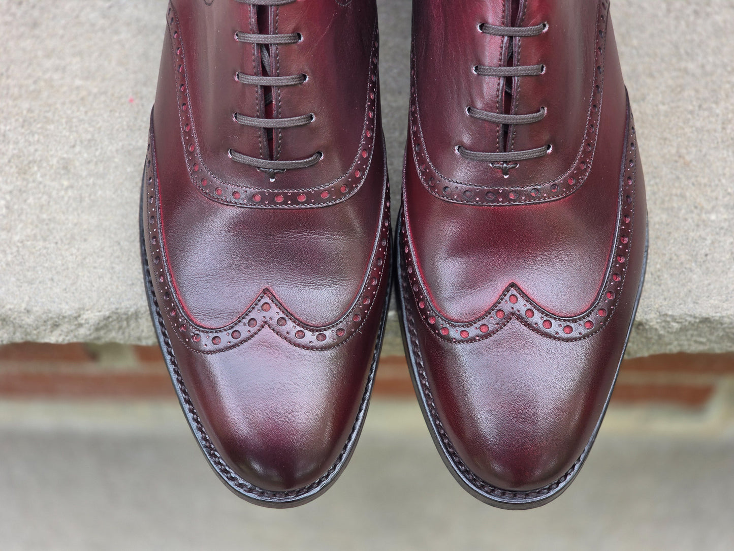 J.FitzPatrick - Wingtip Saddle Oxford - Burgundy Calf - US 9.5
