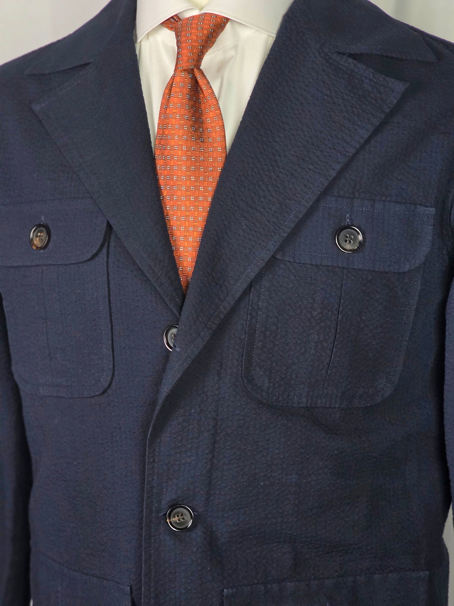 Costume SuitSupply - Chambray bleu à trois boutons