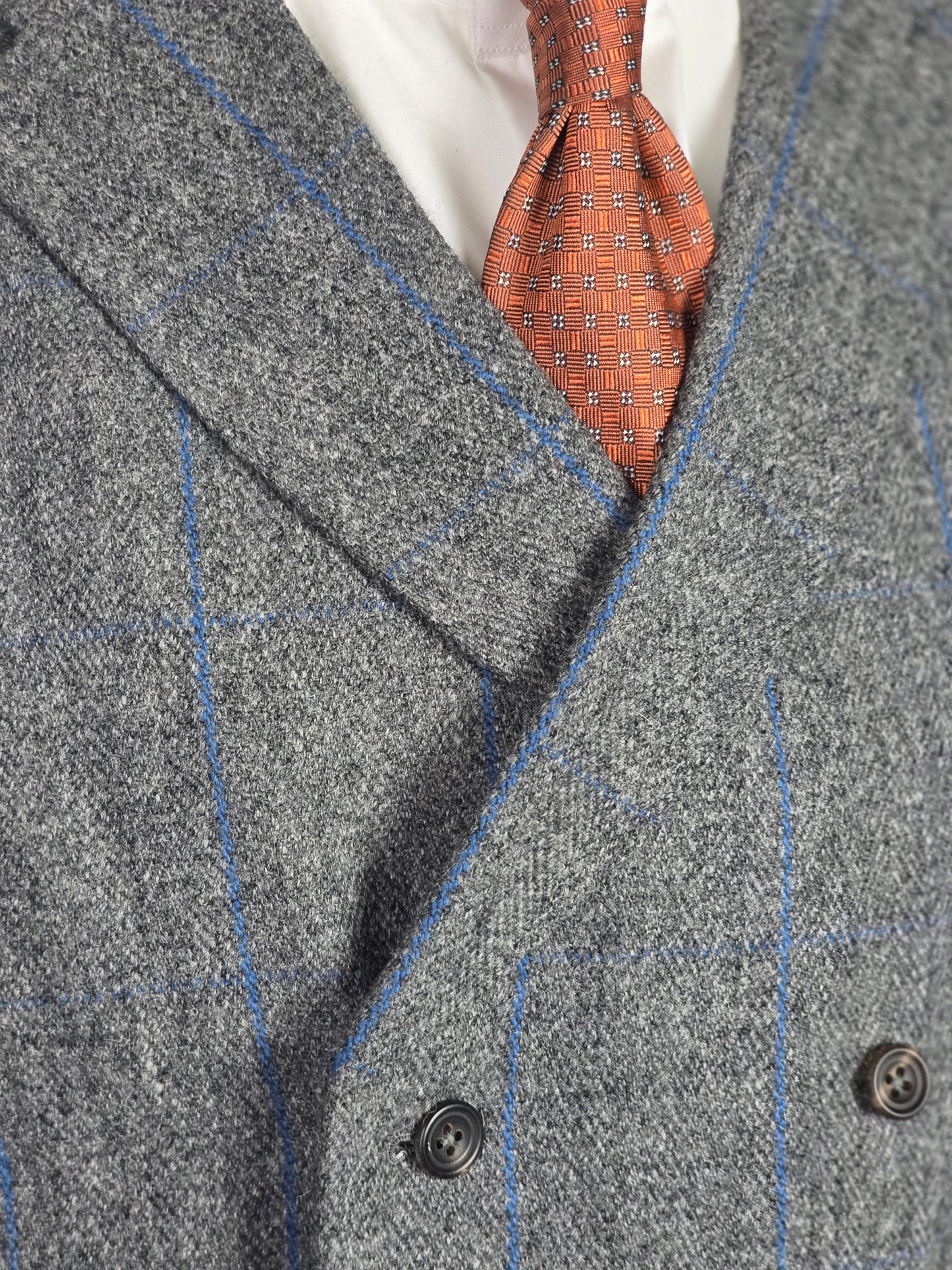 Bespoke - Double Breasted Waistcoat - Grey Windowpane