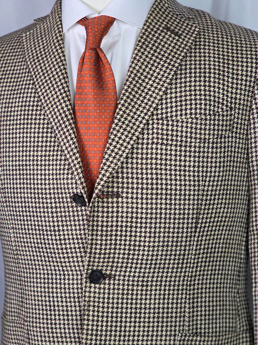 Timothy Everest - Three Button Sport Coat - Brown/Cream Houndstooth