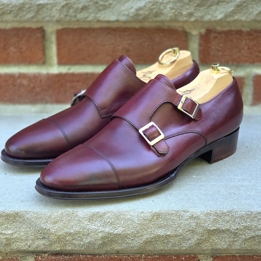 Bridlen Pre Worn - Double Monk Strap - Burgundy Calf - US 9