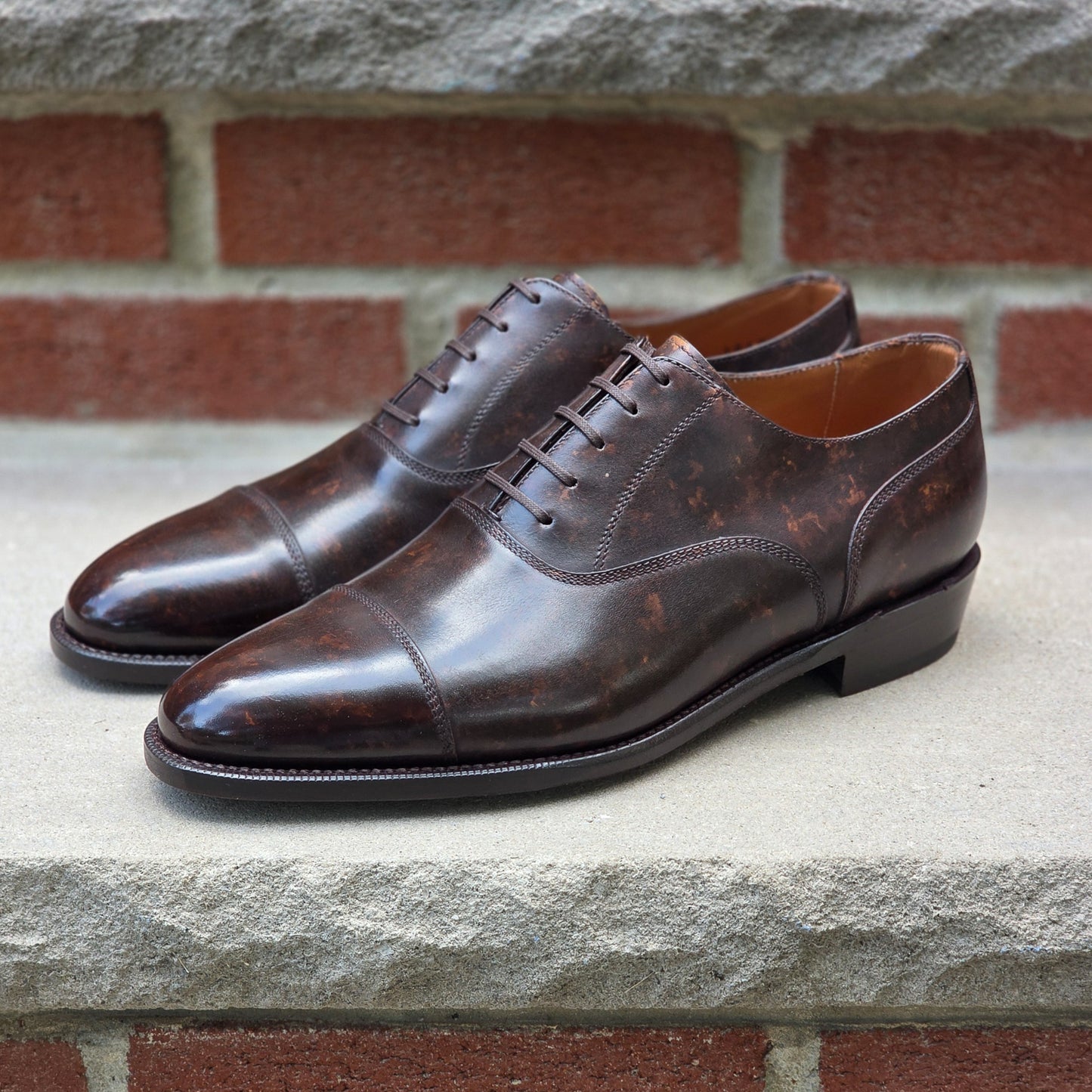 J.FitzPatrick - Cap Toe Oxford - Dark Brown Marble Patina - US 8.5