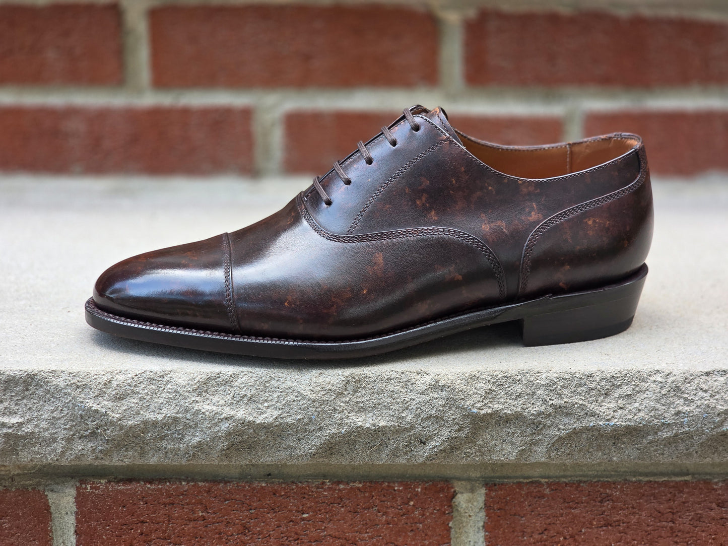 J.FitzPatrick - Cap Toe Oxford - Dark Brown Marble Patina - US 8.5