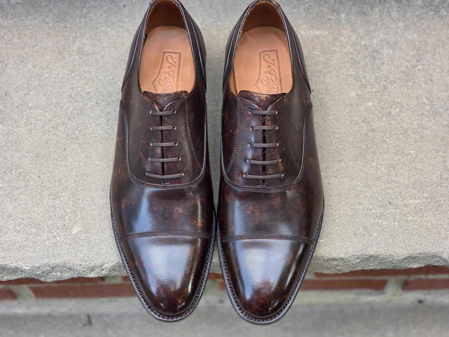 J.FitzPatrick - Cap Toe Oxford - Dark Brown Marble Patina - US 8.5