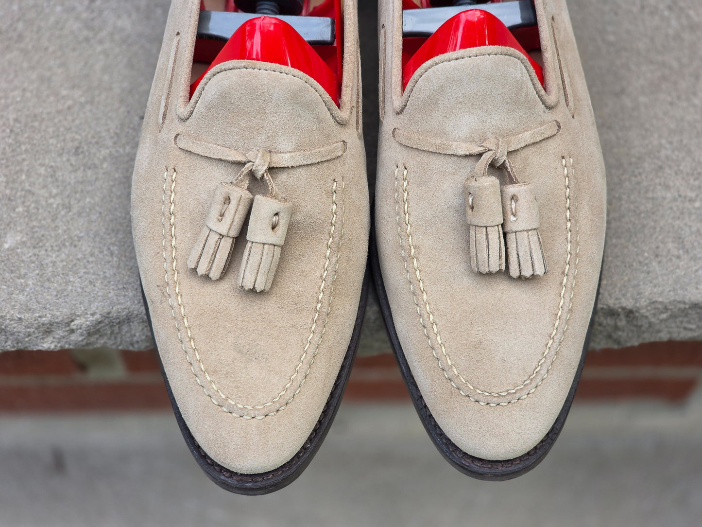 J.FitzPatrick - Tassel Loafers - Beige Suede - US 8