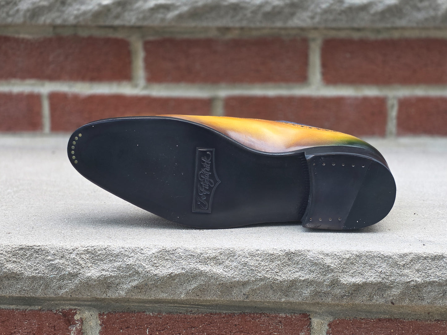 J.FitzPatrick - Adelaide Oxford - Custom Yellow Patina / Navy Suede - US 9