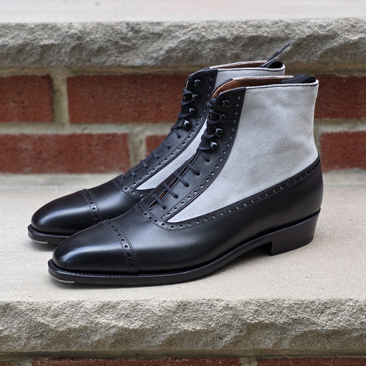 J.FitzPatrick - Oxford Boots - Black Calf / Pearl Suede - US 7.5