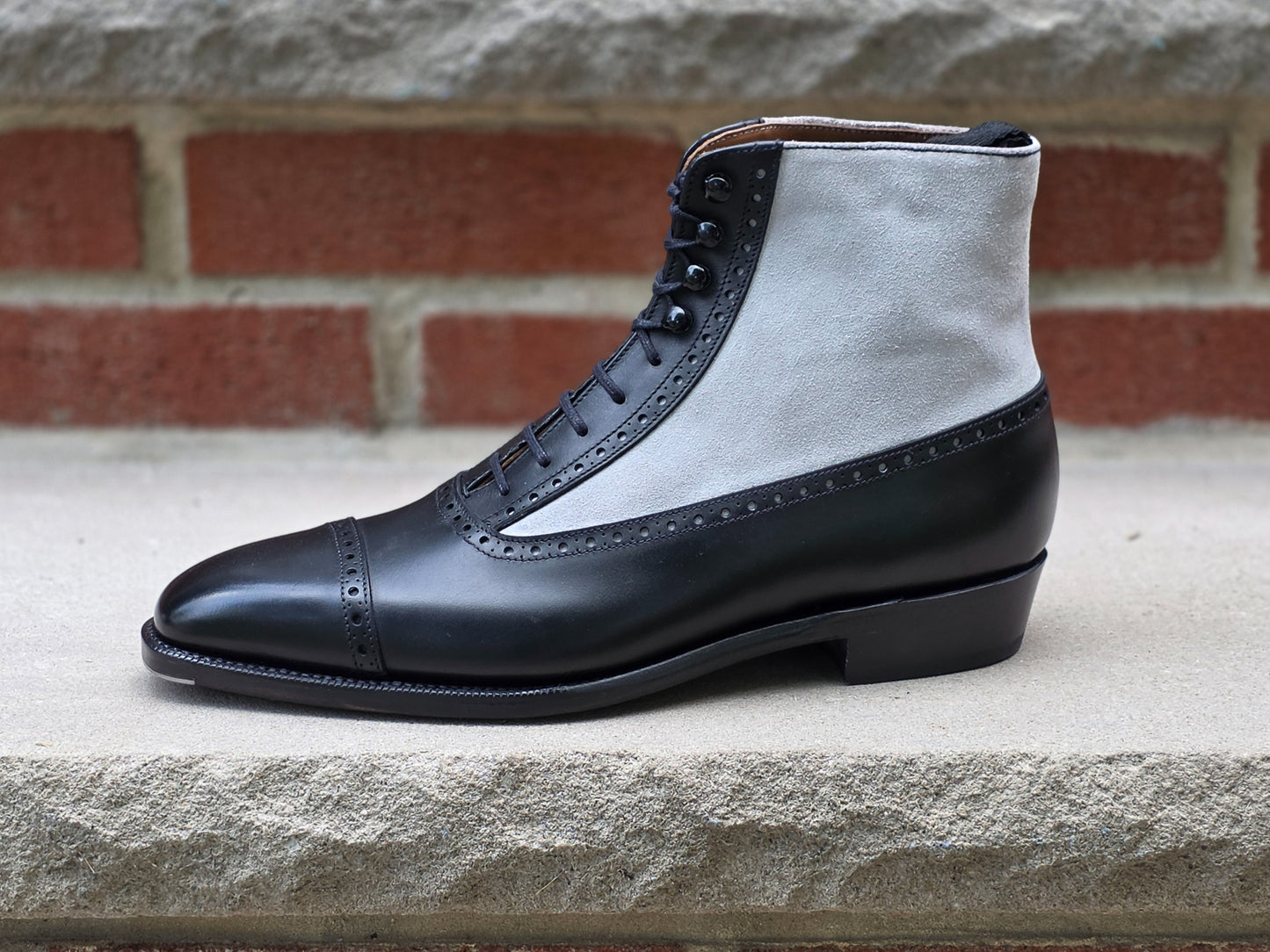 J.FitzPatrick - Oxford Boots - Black Calf / Pearl Suede - US 7.5