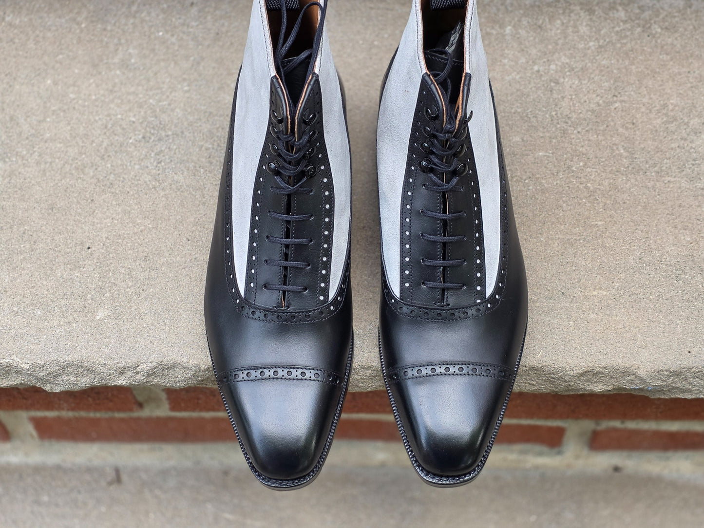 J.FitzPatrick - Oxford Boots - Black Calf / Pearl Suede - US 7.5