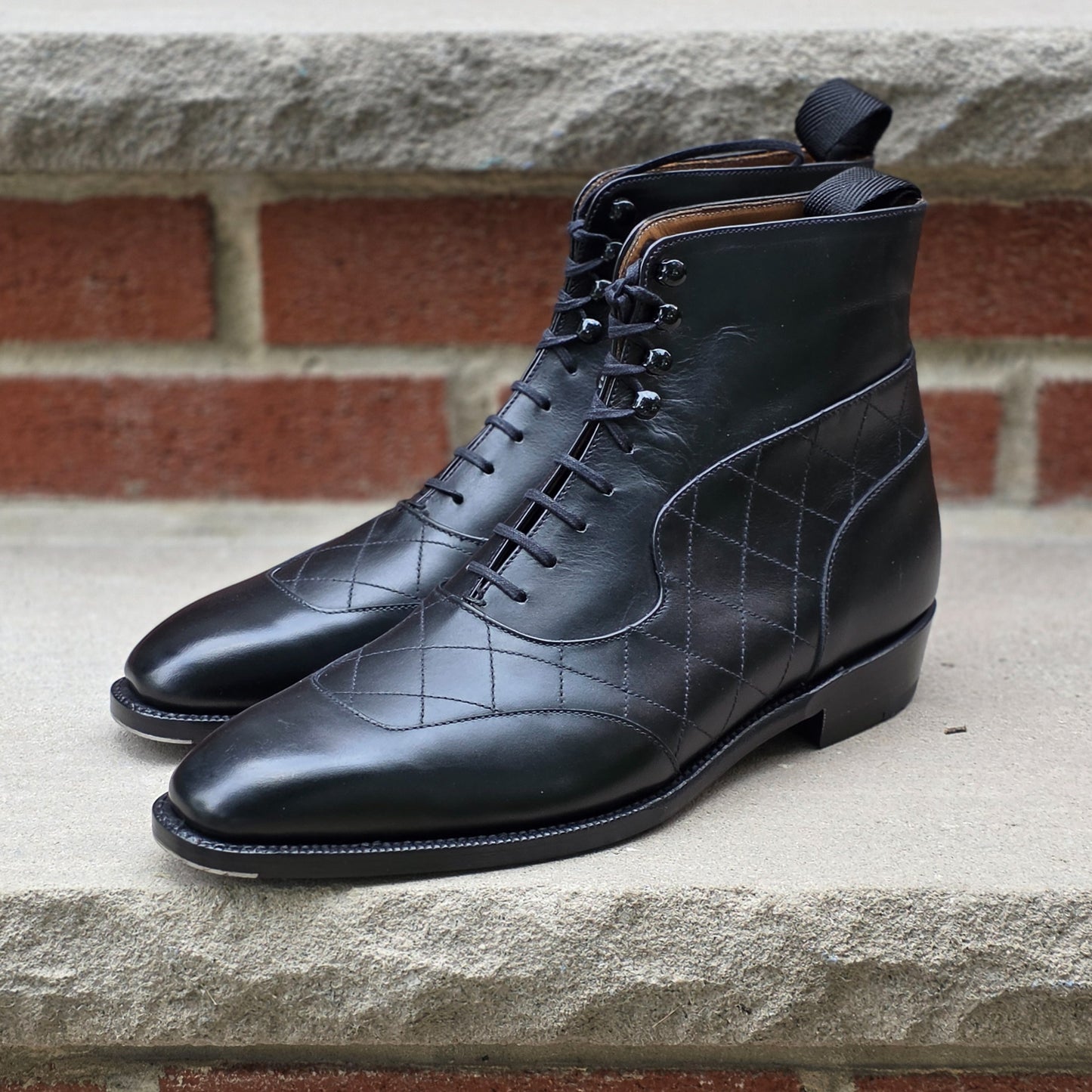 J.FitzPatrick - Quilted Oxford Boots - Black Calf - US 7.5
