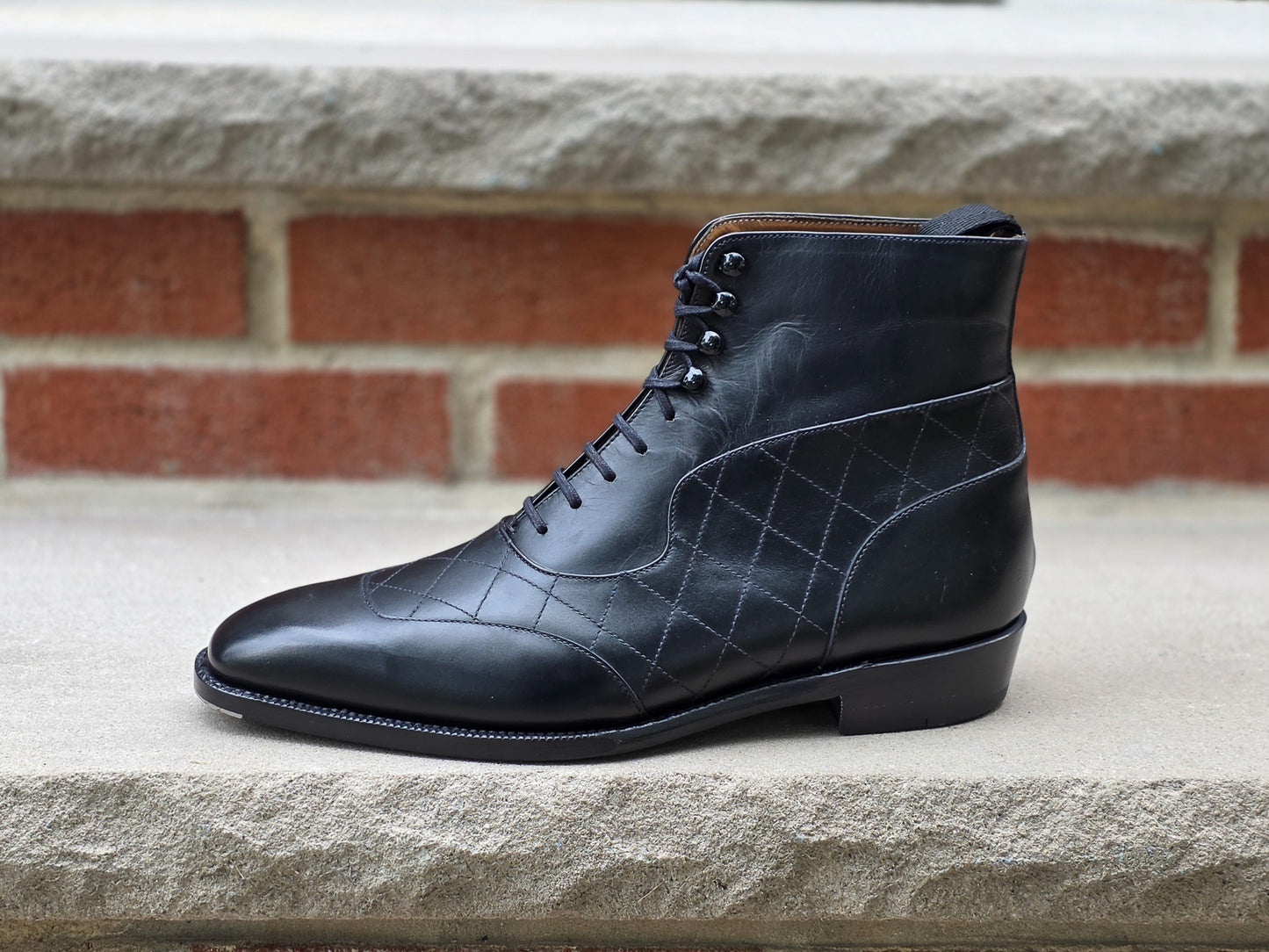 J.FitzPatrick - Quilted Oxford Boots - Black Calf - US 7.5