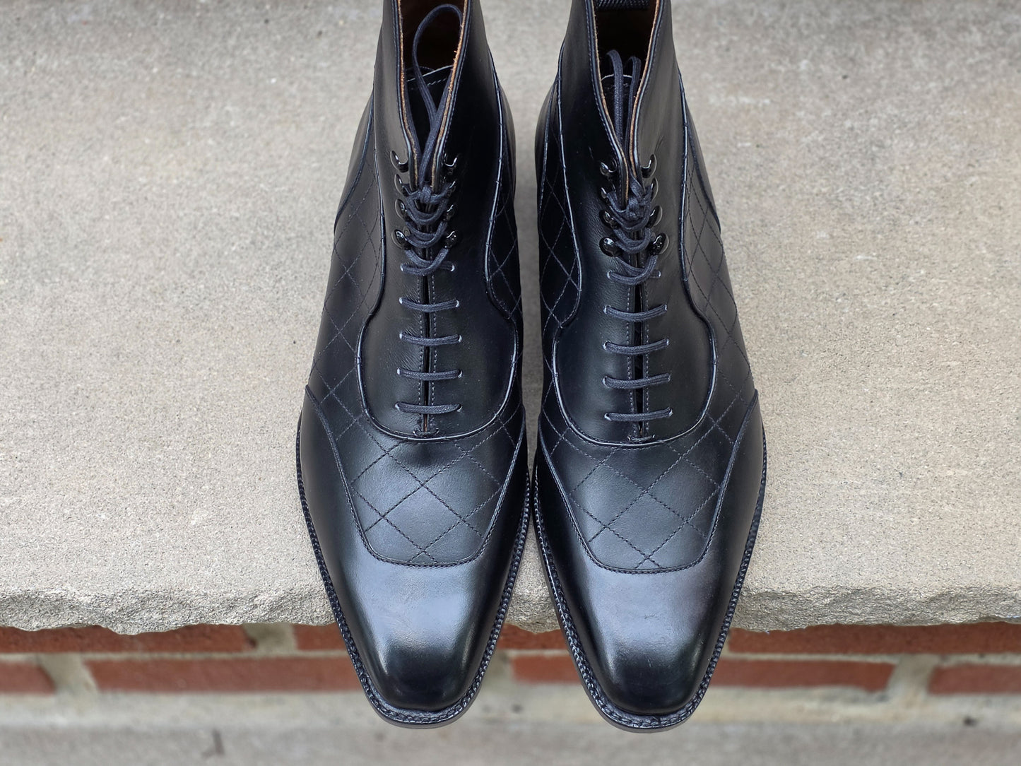 J.FitzPatrick - Quilted Oxford Boots - Black Calf - US 7.5