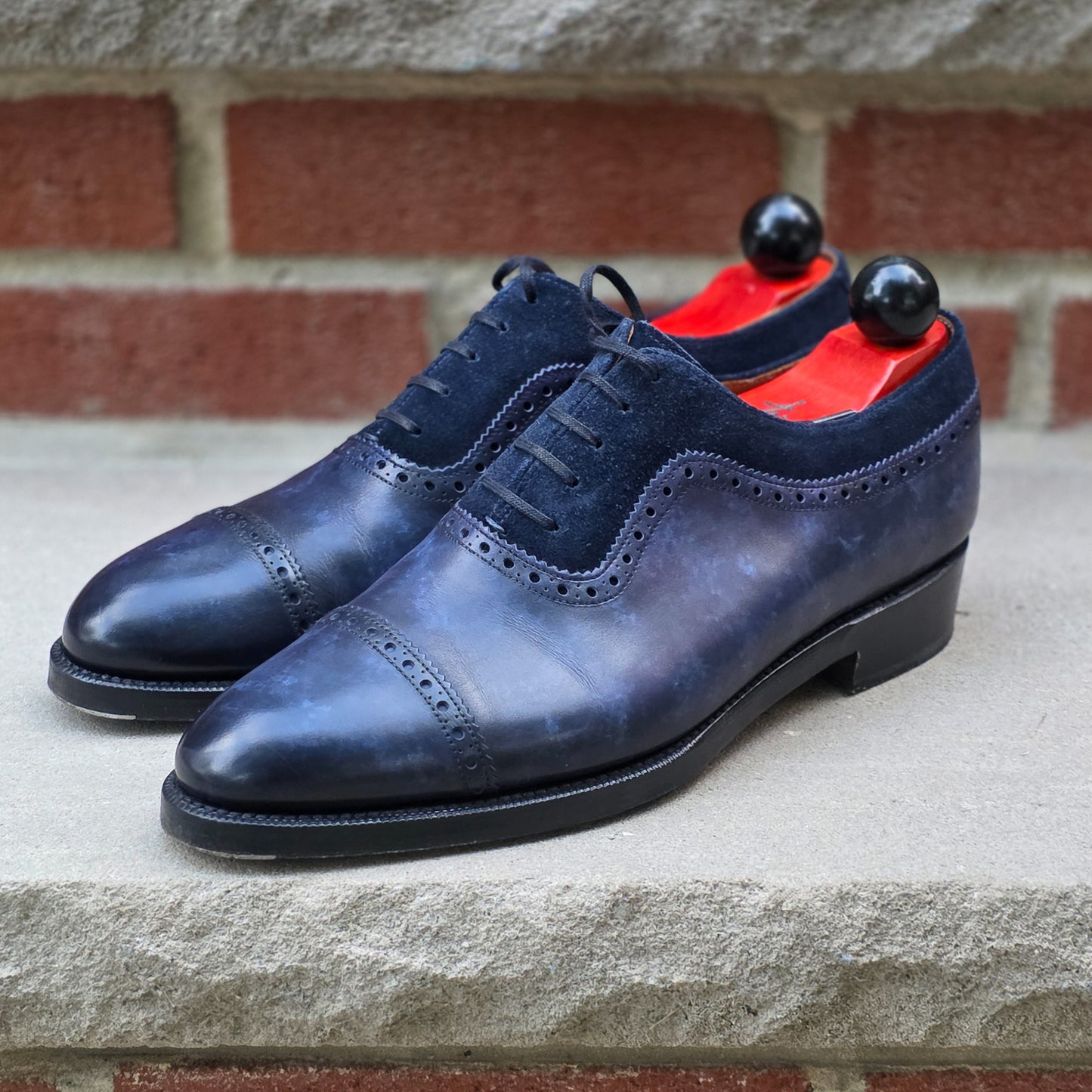 J.FitzPatrick - Adelaide Oxford - Navy Marble Patina / Navy Suede - US 7.5