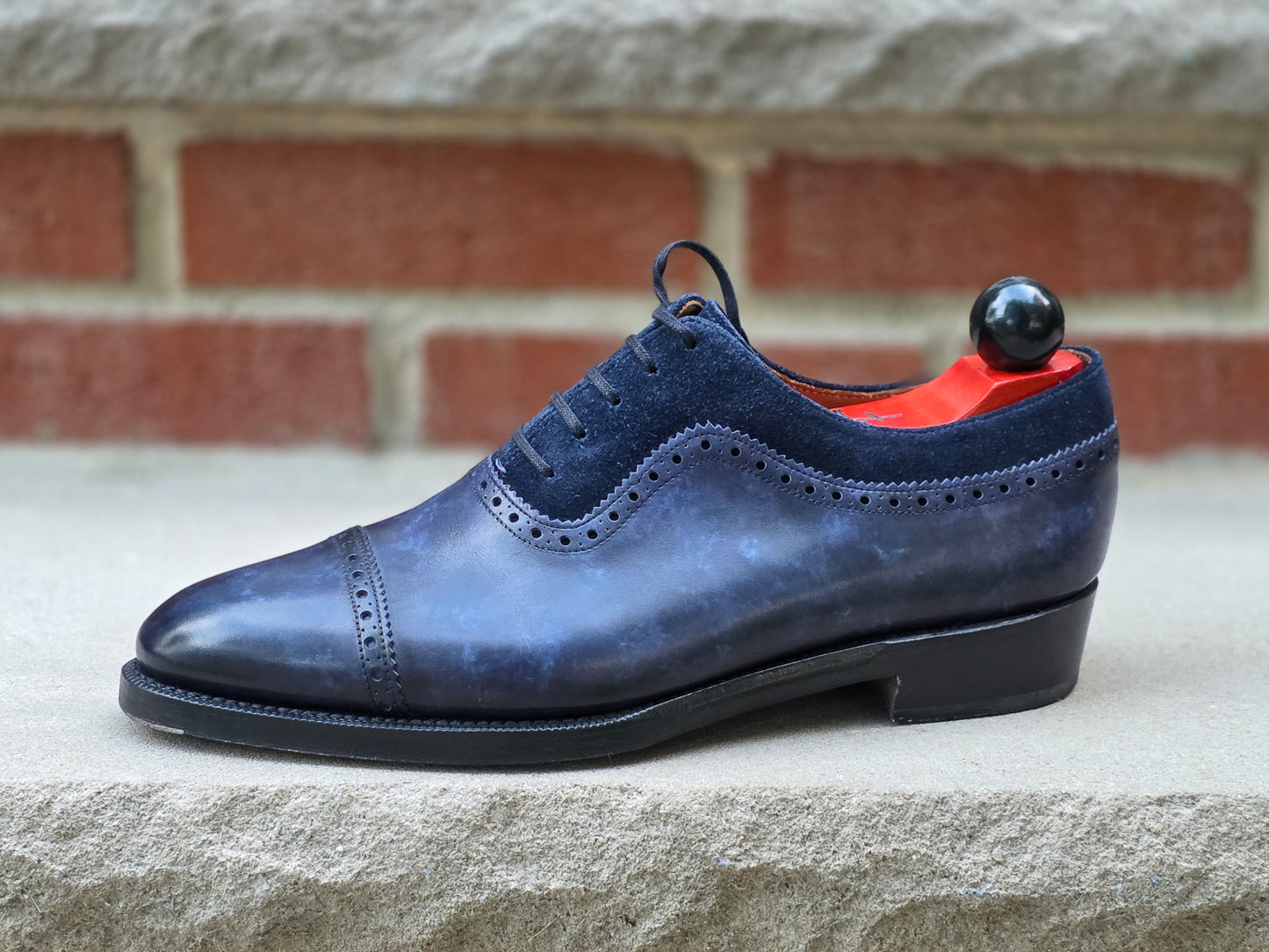 J.FitzPatrick - Adelaide Oxford - Navy Marble Patina / Navy Suede - US 7.5