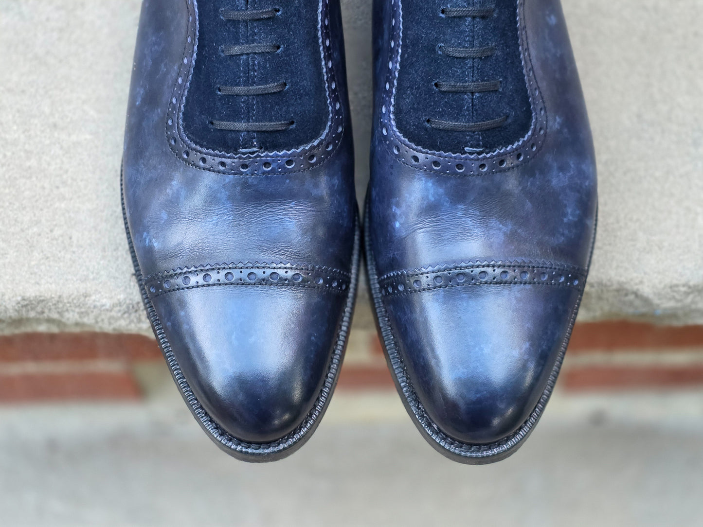 J.FitzPatrick - Adelaide Oxford - Navy Marble Patina / Navy Suede - US 7.5