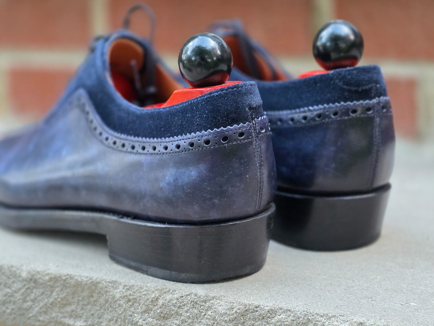 J.FitzPatrick - Adelaide Oxford - Navy Marble Patina / Navy Suede - US 7.5