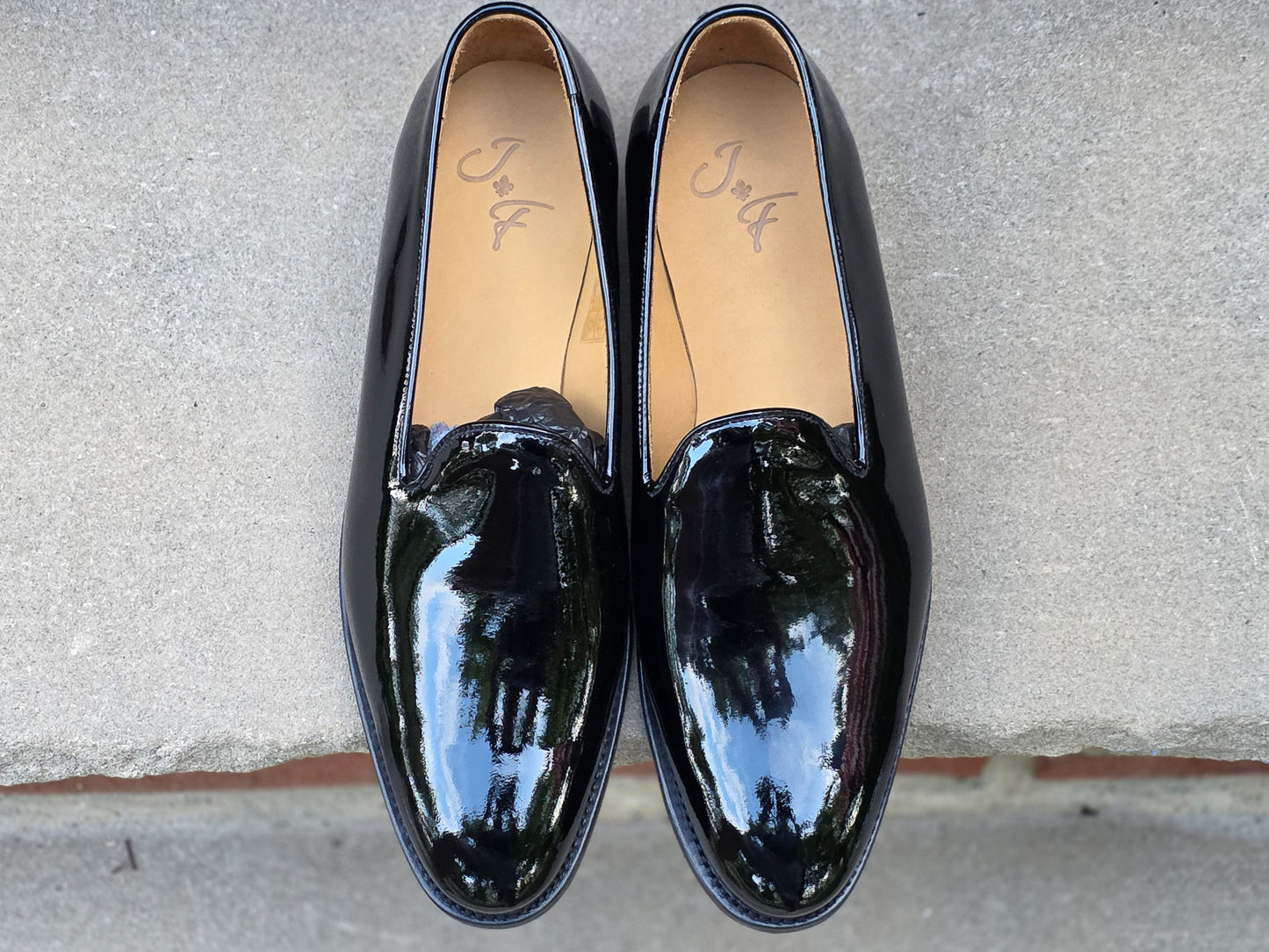 J.FitzPatrick - Whole Cut Loafers - Black Patent - US 8.5