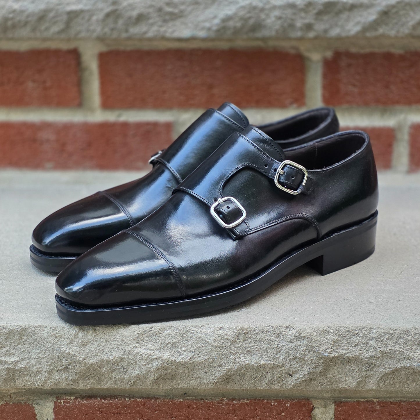 J.FitzPatrick - Double Monk Strap - Black Calf - US 7.5