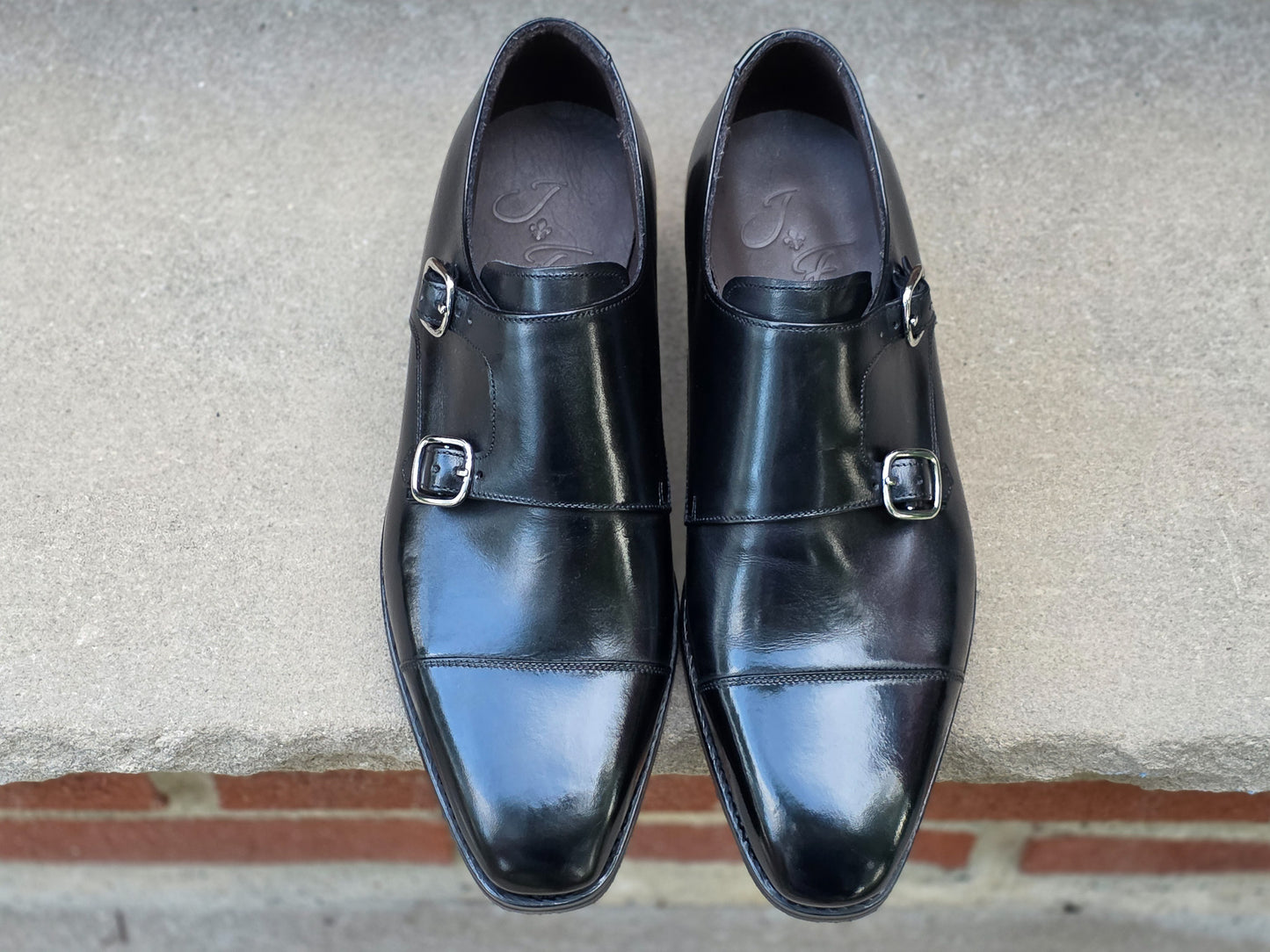 J.FitzPatrick - Double Monk Strap - Black Calf - US 7.5