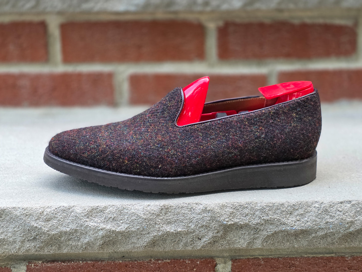 J.FitzPatrick - Whole Cut Loafers - Burgundy Medley Tweed - US 8