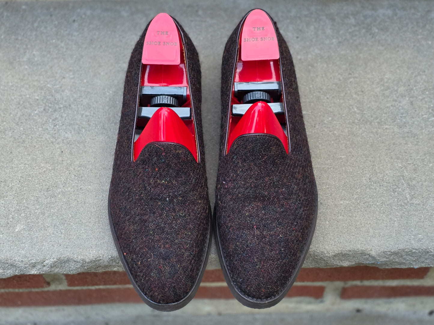 J.FitzPatrick - Whole Cut Loafers - Burgundy Medley Tweed - US 8
