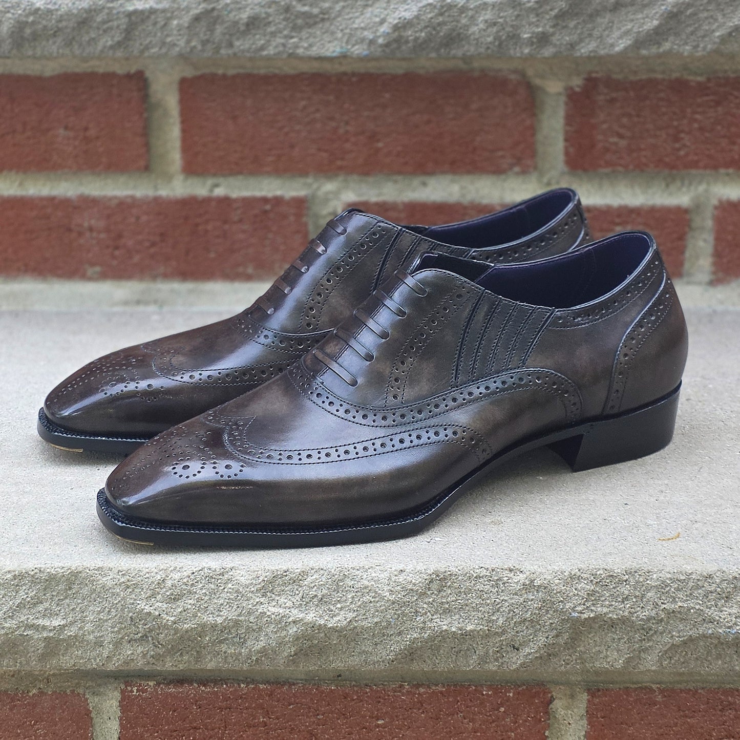 Twinkima.G - Lazyman Full Brogues - Grey Museum Calf - US 8