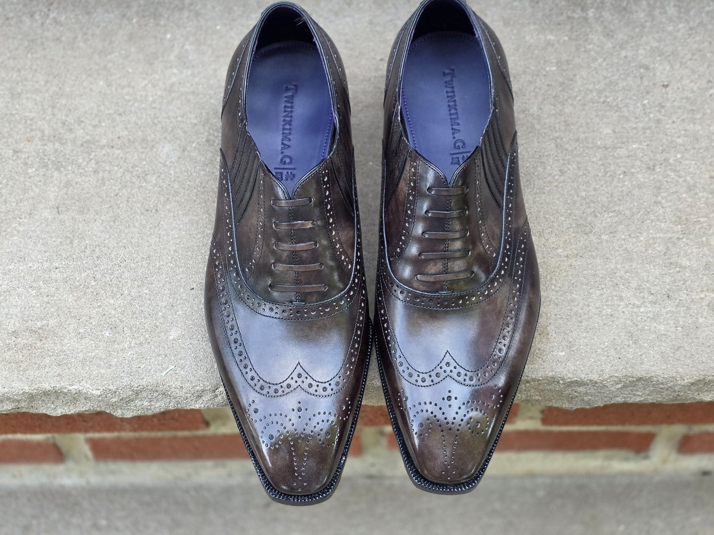 Twinkima.G - Lazyman Full Brogues - Grey Museum Calf - US 8