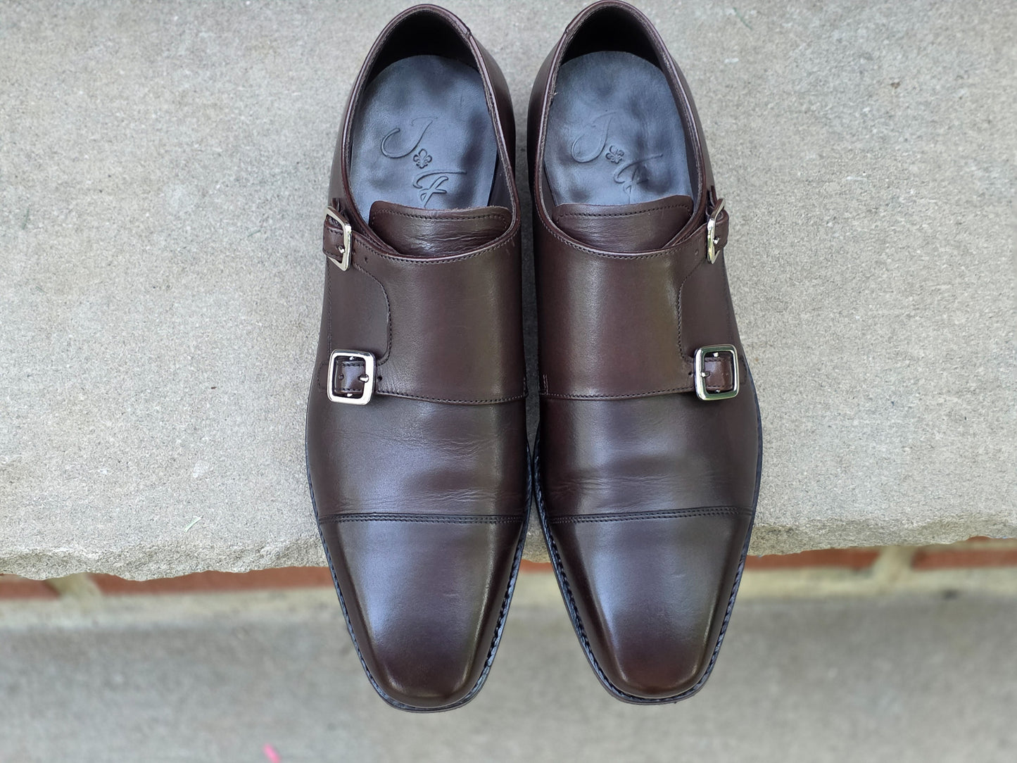 J.FitzPatrick - Double Monk Strap - Dark Brown Calf - US 7.5