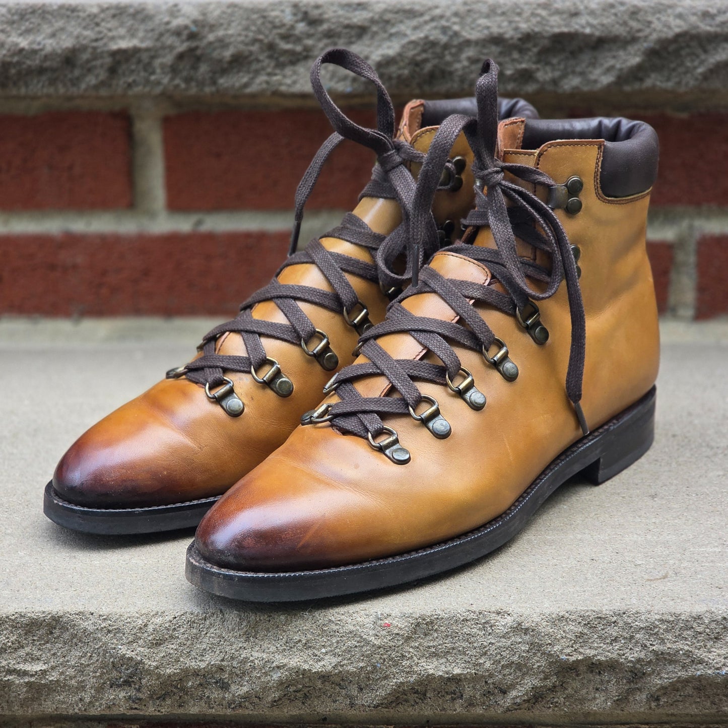 J.FitzPatrick - Alpine Boots - Tan Burnished Calf - US 7.5