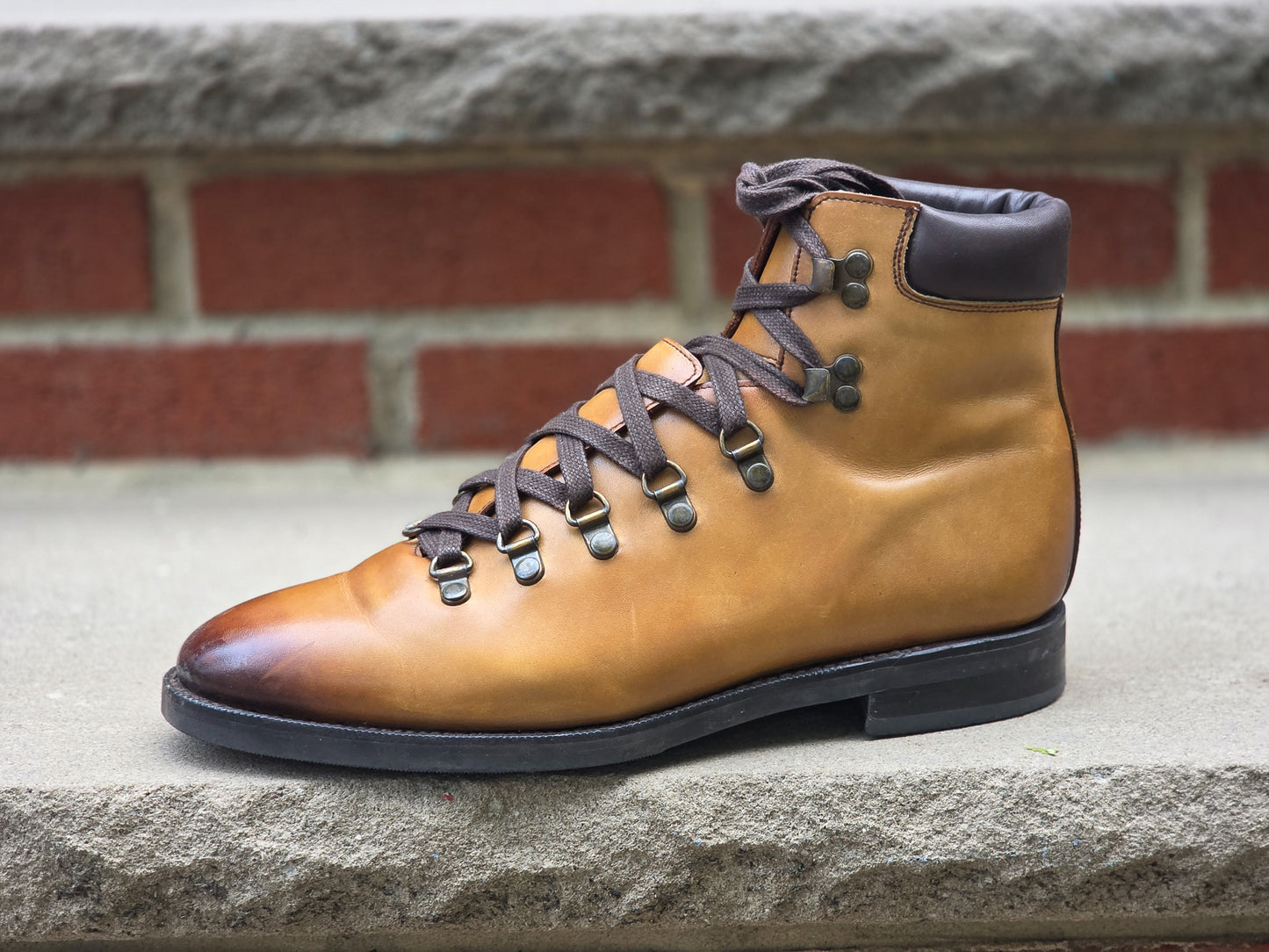 J.FitzPatrick - Alpine Boots - Tan Burnished Calf - US 7.5