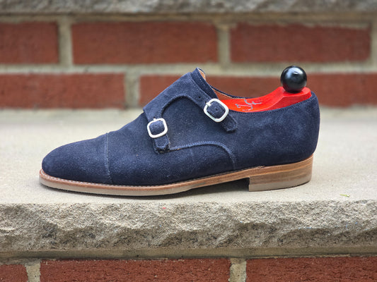 J.FitzPatrick - Double Monk Strap - Navy Suede - US 7.5