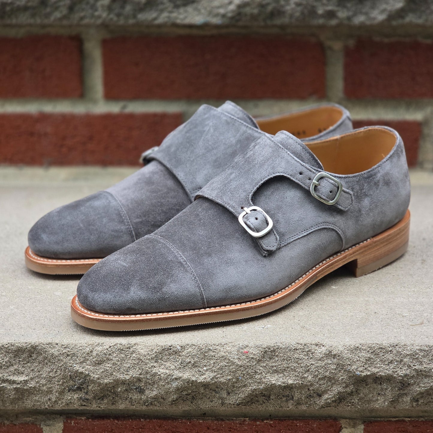 J.FitzPatrick - Double Monk Strap - Storm Suede - US 7.5