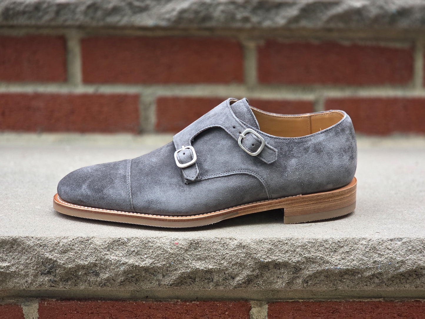 J.FitzPatrick - Double Monk Strap - Storm Suede - US 7.5