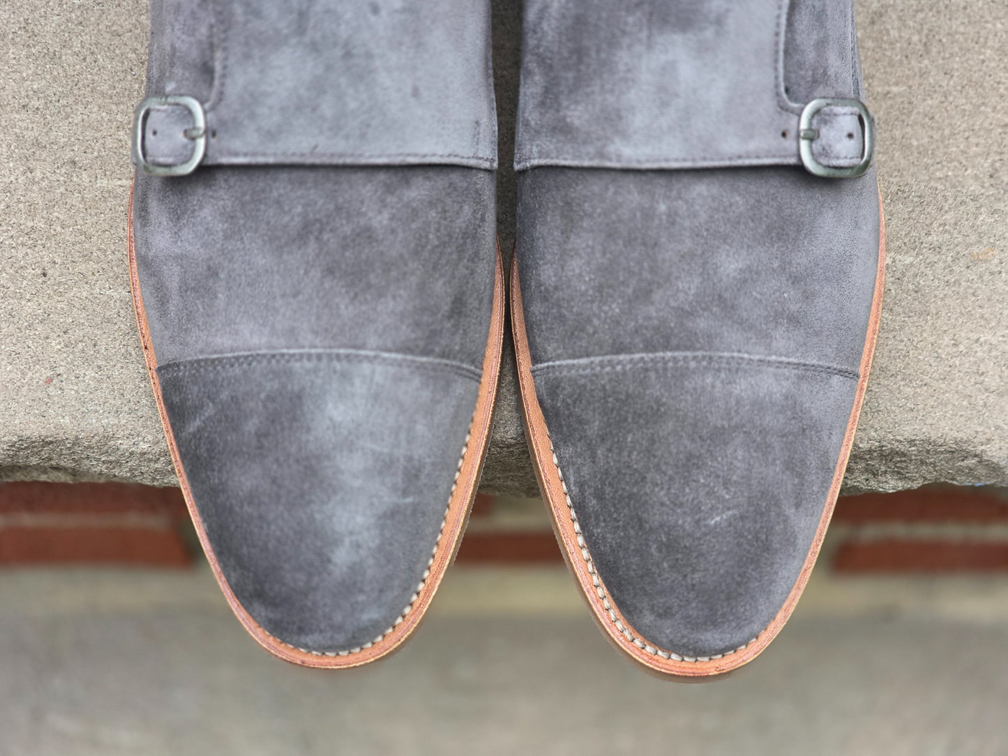 J.FitzPatrick - Double Monk Strap - Storm Suede - US 7.5