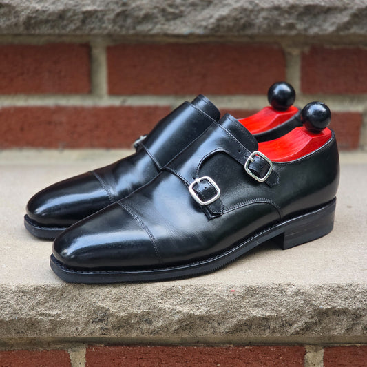 J.FitzPatrick - Double Monk Strap - Black Calf - Rubber Sole - US 7.5