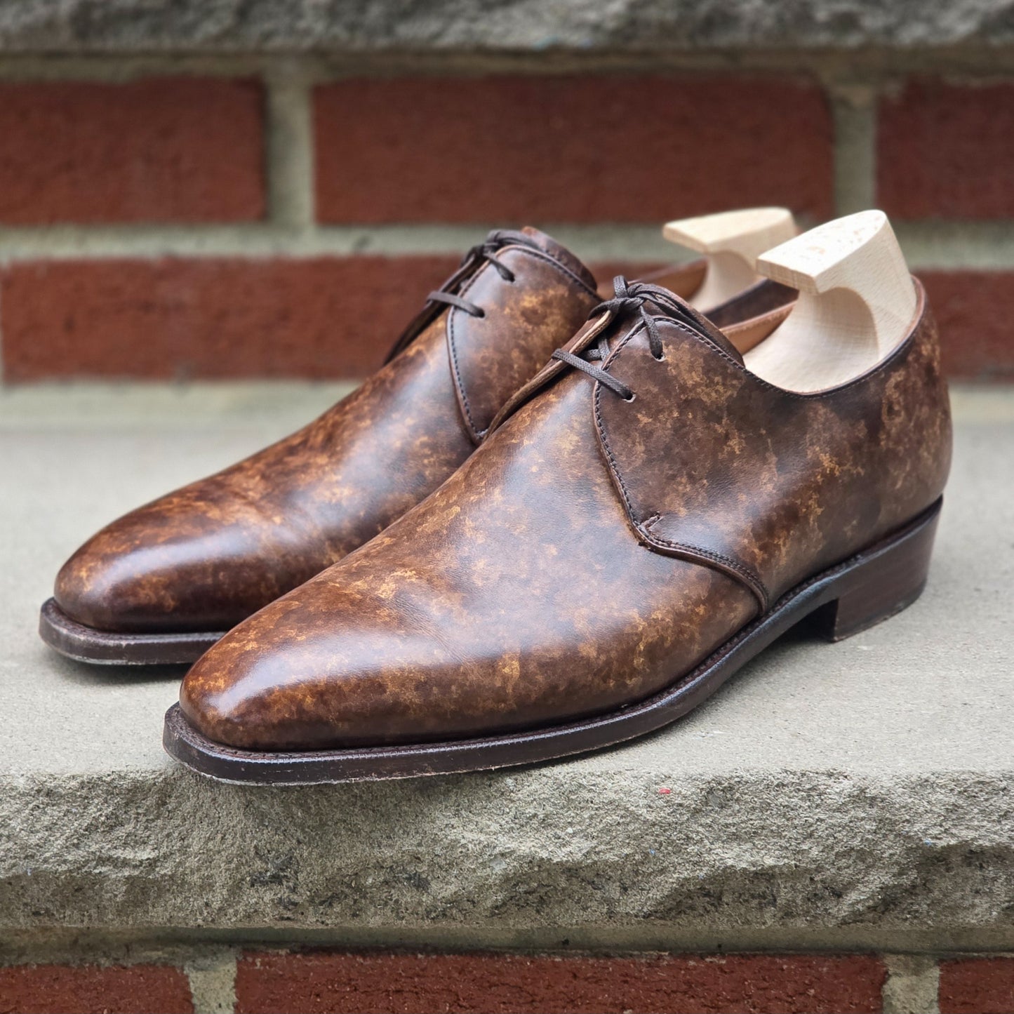 J.FitzPatrick - Oxford de una sola pieza de ante - Marrón oscuro