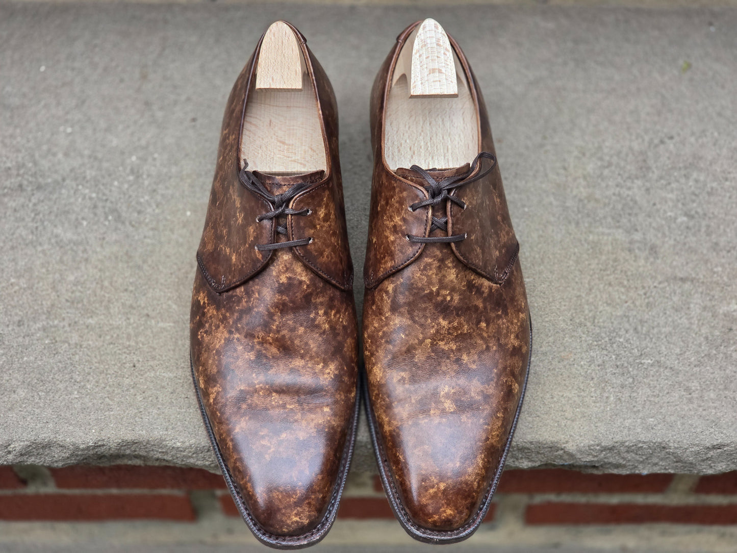 J.FitzPatrick - Oxford de una sola pieza de ante - Marrón oscuro