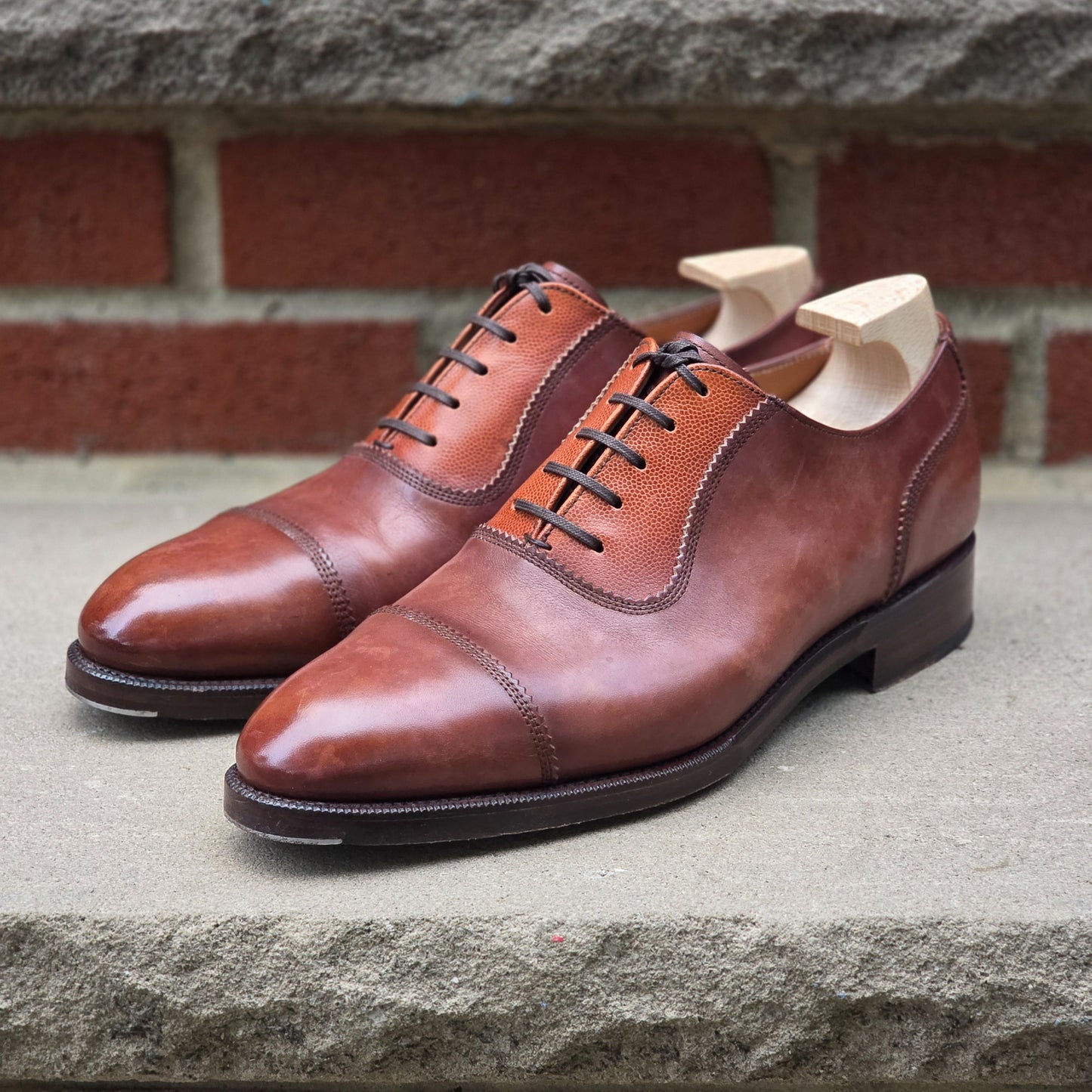 J.FitzPatrick - Oxford en daim pleine fleur - Marron foncé