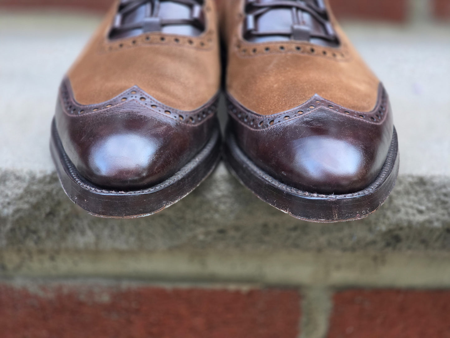J.FitzPatrick - Ghillie Brogue Oxford - Dark Brown Museum Calf / Snuff Suede - US 7.5