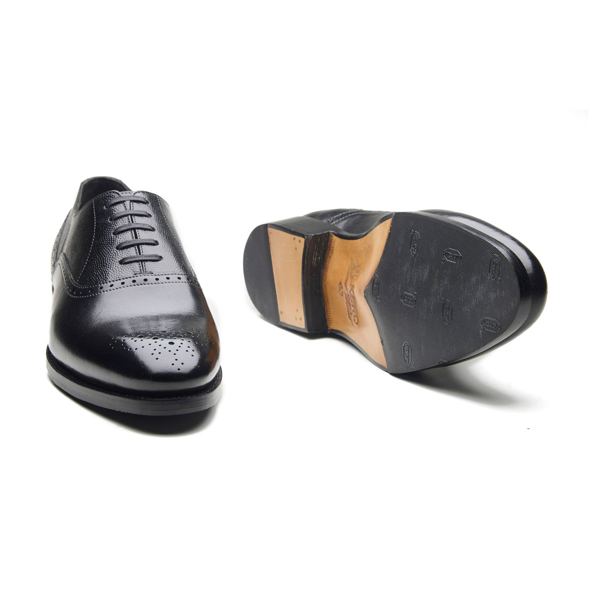 Wenzel – Medallion Oxford – Black Calf & Pin Grain