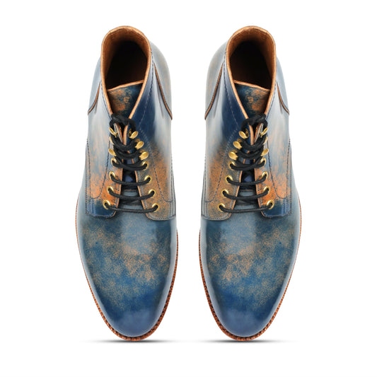 Ocean - Derby Boot - Shell Cordovan Marble Blue