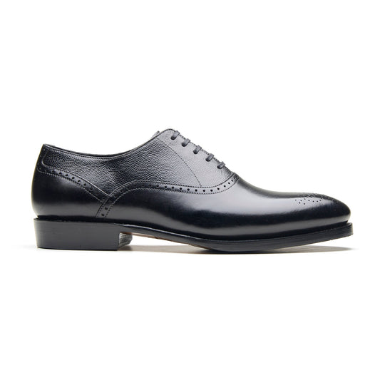 Wenzel – Medallion Oxford – Black Calf & Pin Grain