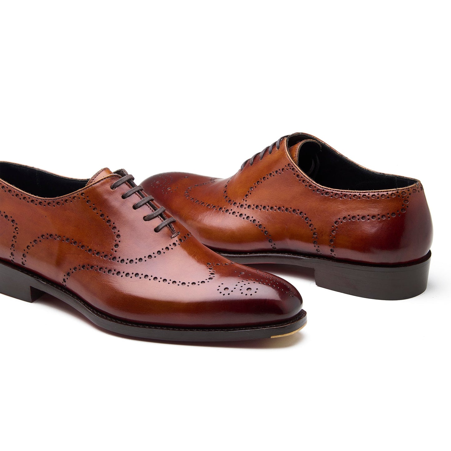 Constello - Seamless Brogue Whole Cut Oxford - Bourbon Calf