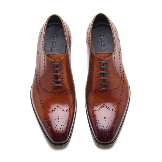Constello - Seamless Brogue Whole Cut Oxford - Bourbon Calf