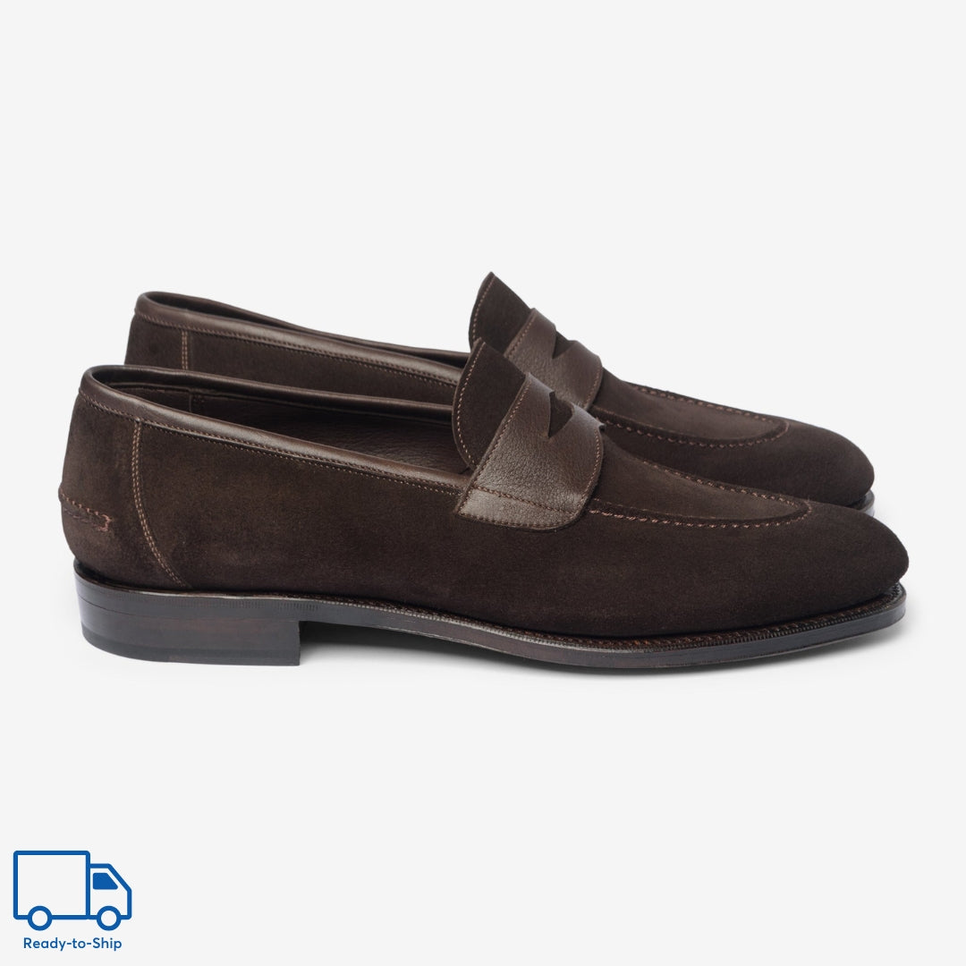 Loafer Penny Loafer II non doublé - Chocolat amer - Forme Rufer - Cuir de veau Janus - Prêt-à-porter