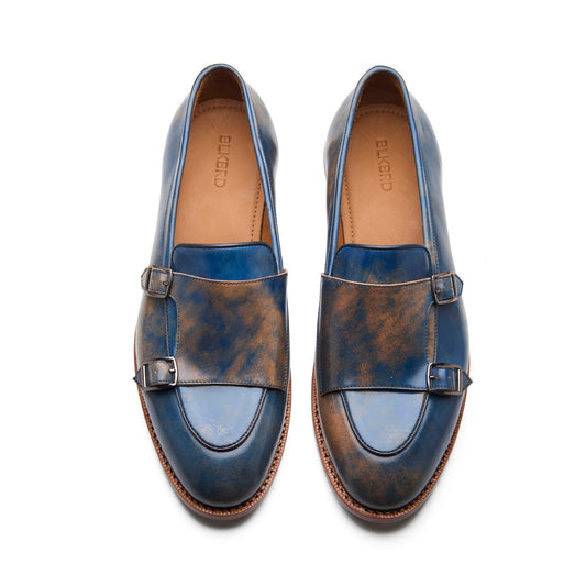 Myron - Monk Strap Loafer - Shell Cordovan Marbled Blue